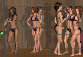 Картинка 3д+графика люди+ people клетка взгляд фон девушки