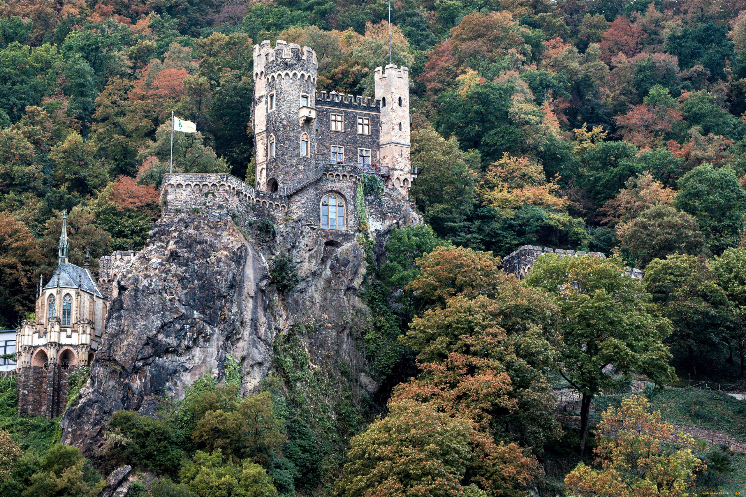 rheinstein, castle, города, замки, германии, rheinstein, castle