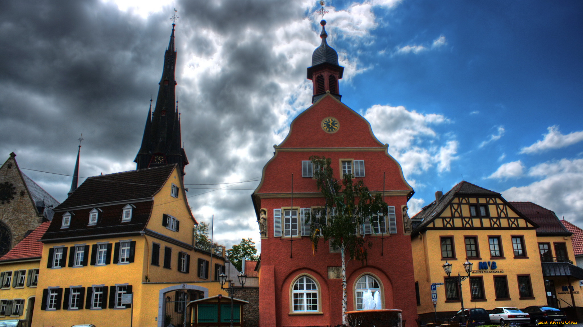 германия, gau, algesheim, города, здания, дома, улица