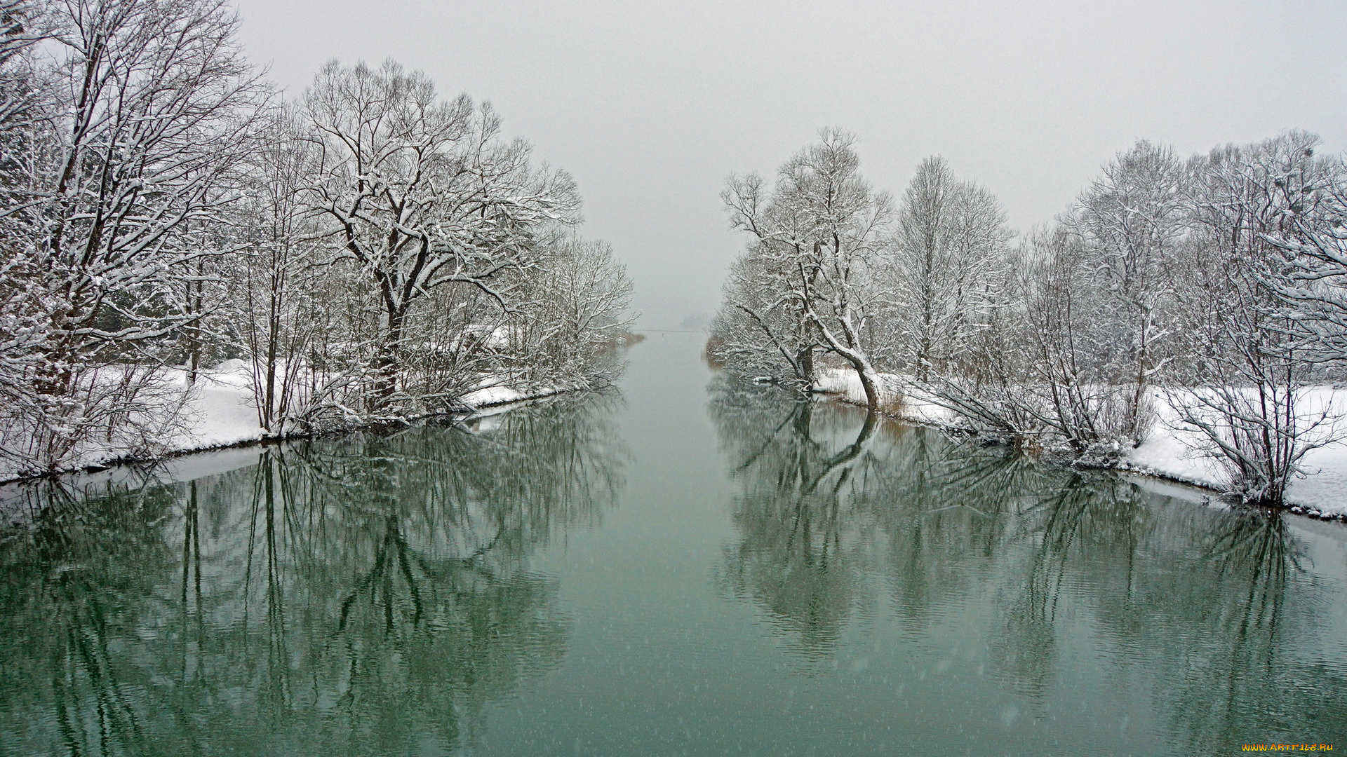 природа, реки, озера, река, зима, пейзаж