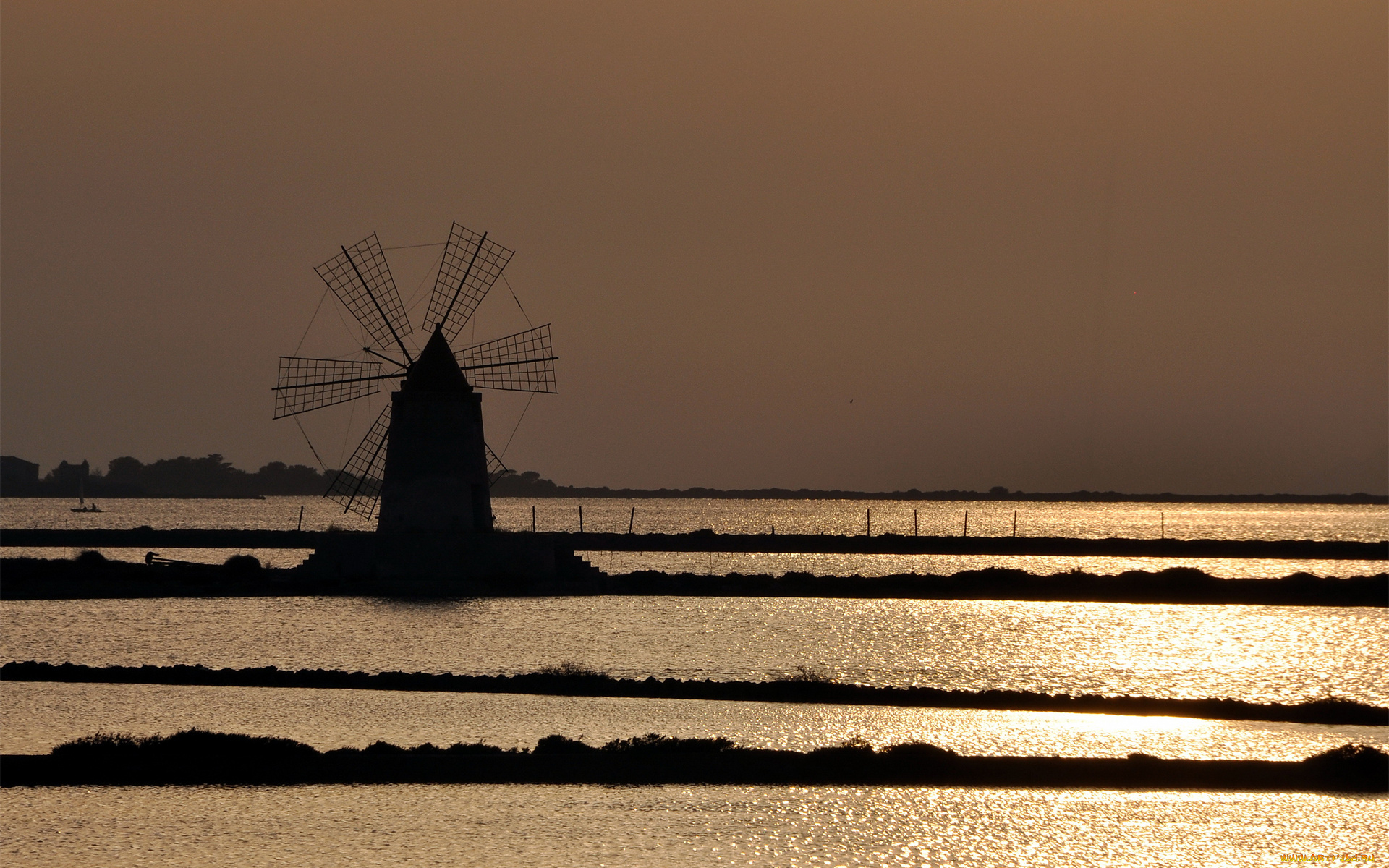 разное, мельницы, вода, лопасти, мельница, закат