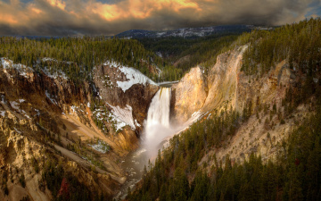 Картинка waterfall природа водопады водопад леса ущелье горы