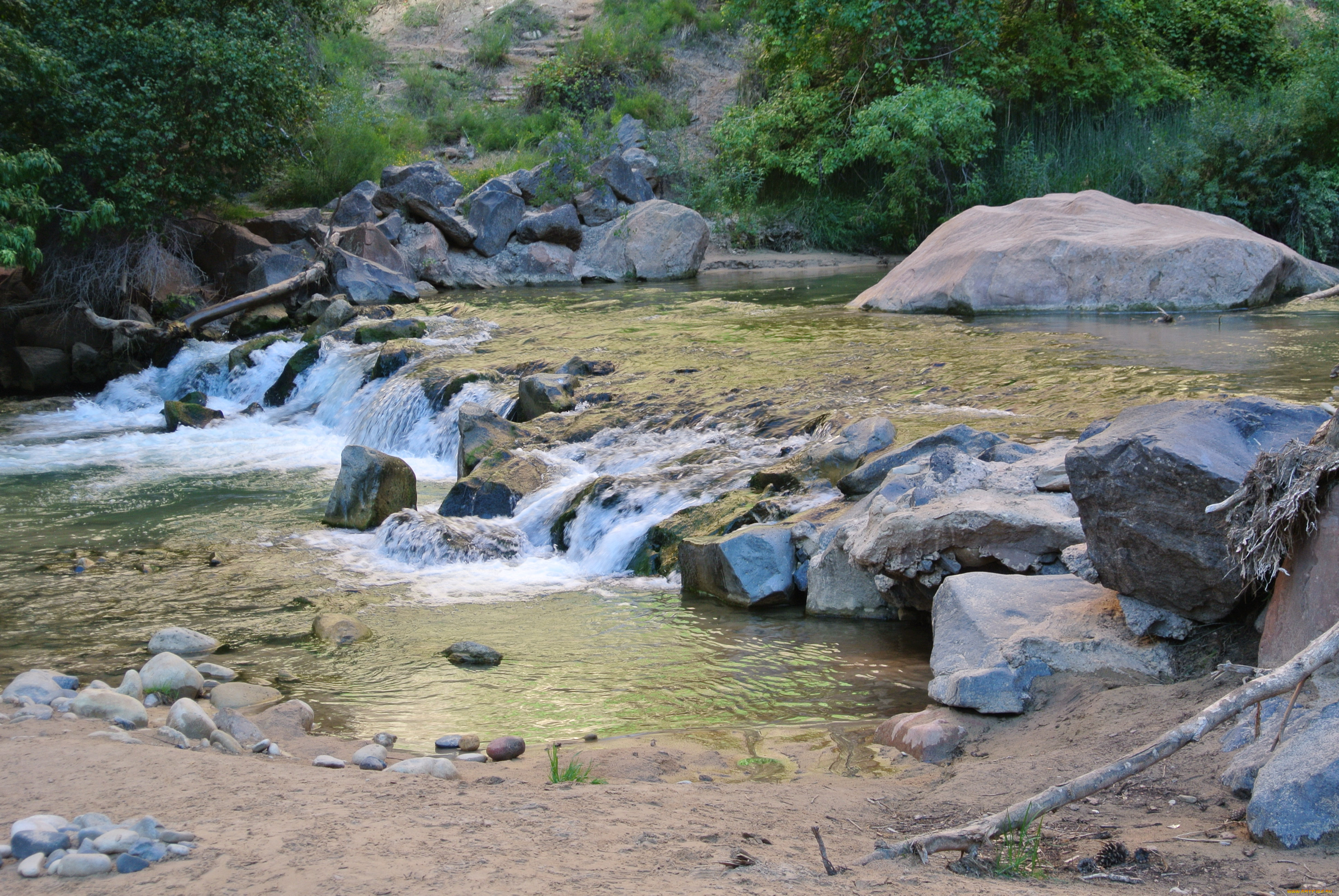 virgin, river, zion, national, park, utah, природа, реки, озера, песок, река, пороги, камни