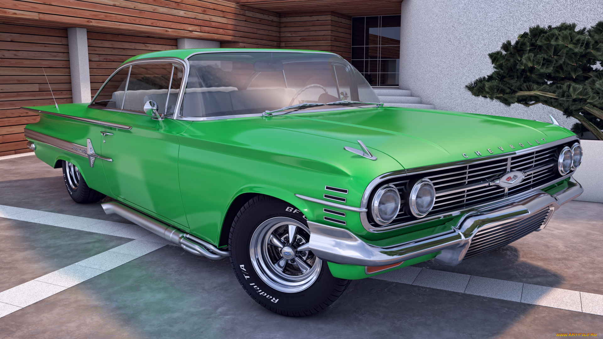 автомобили, 3д, 1960, chevrolet, impala