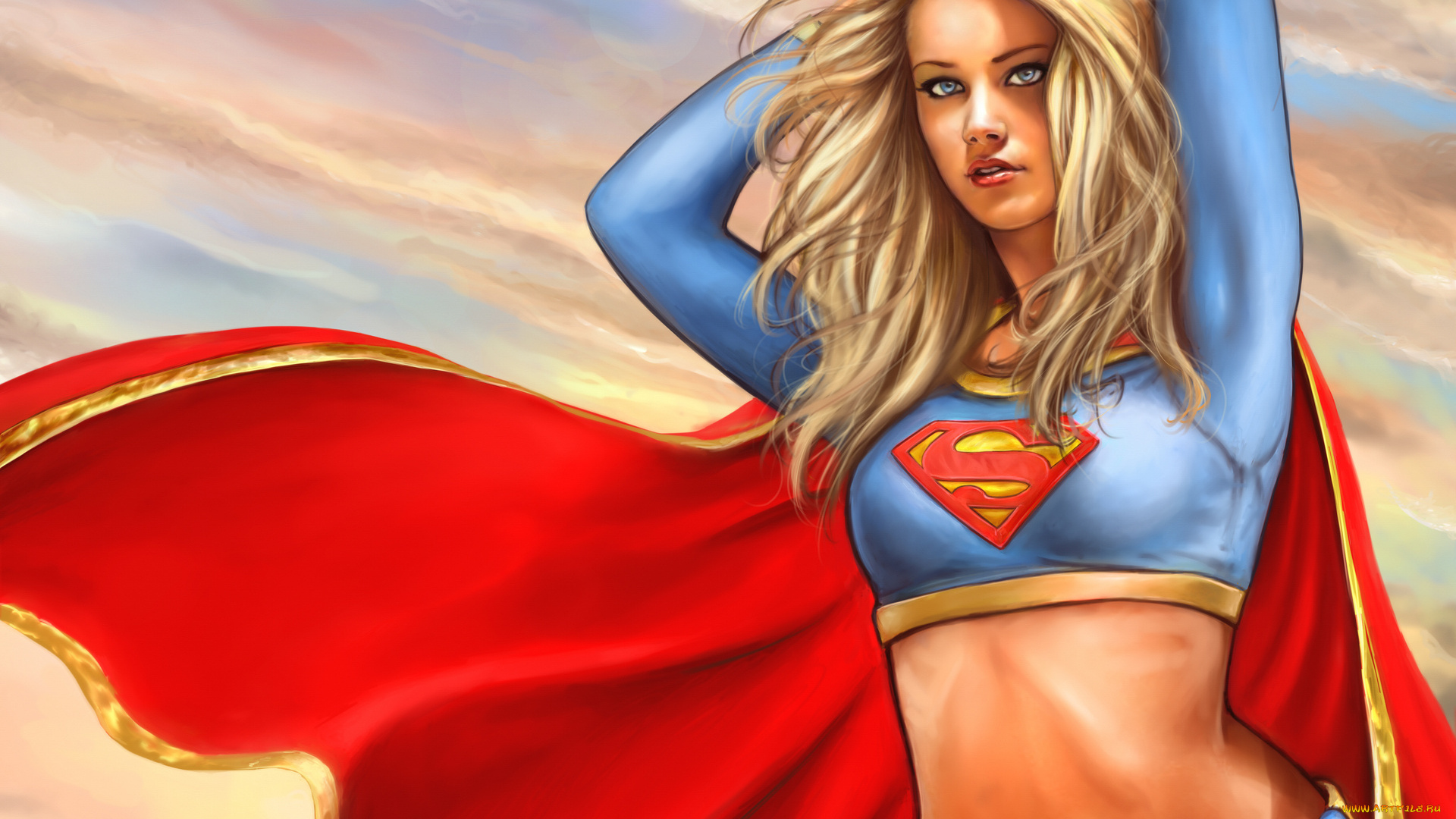 фэнтези, девушки, взгляд, dc, comics, девушка, арт, supergirl, marvel, супергерой