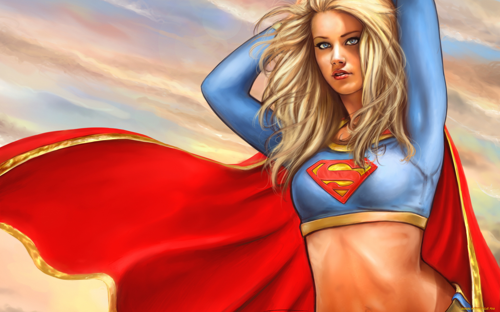 фэнтези, девушки, взгляд, dc, comics, девушка, арт, supergirl, marvel, супергерой