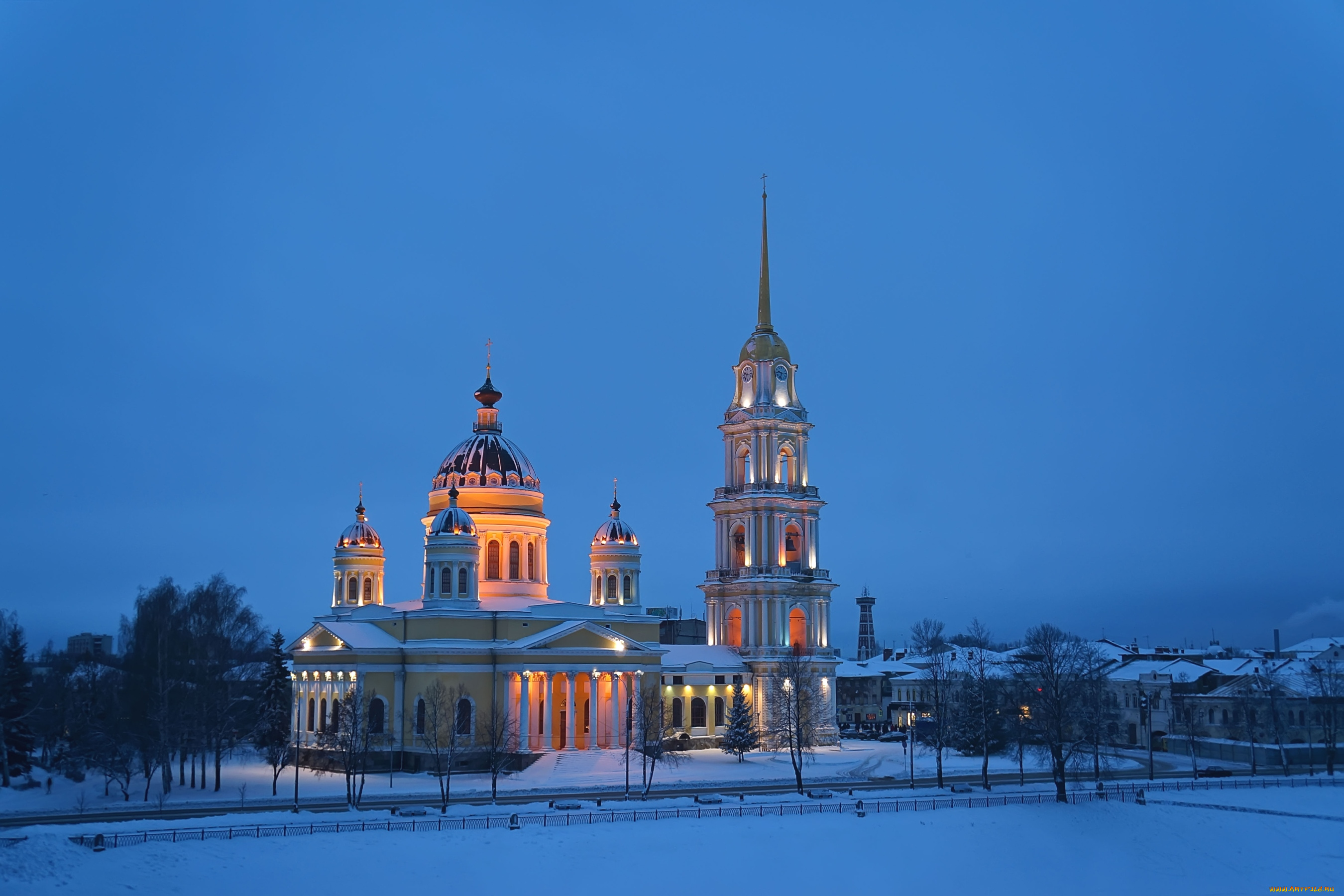 рыбинск, , россия, города, -, православные, церкви, , монастыри, собор, вечер