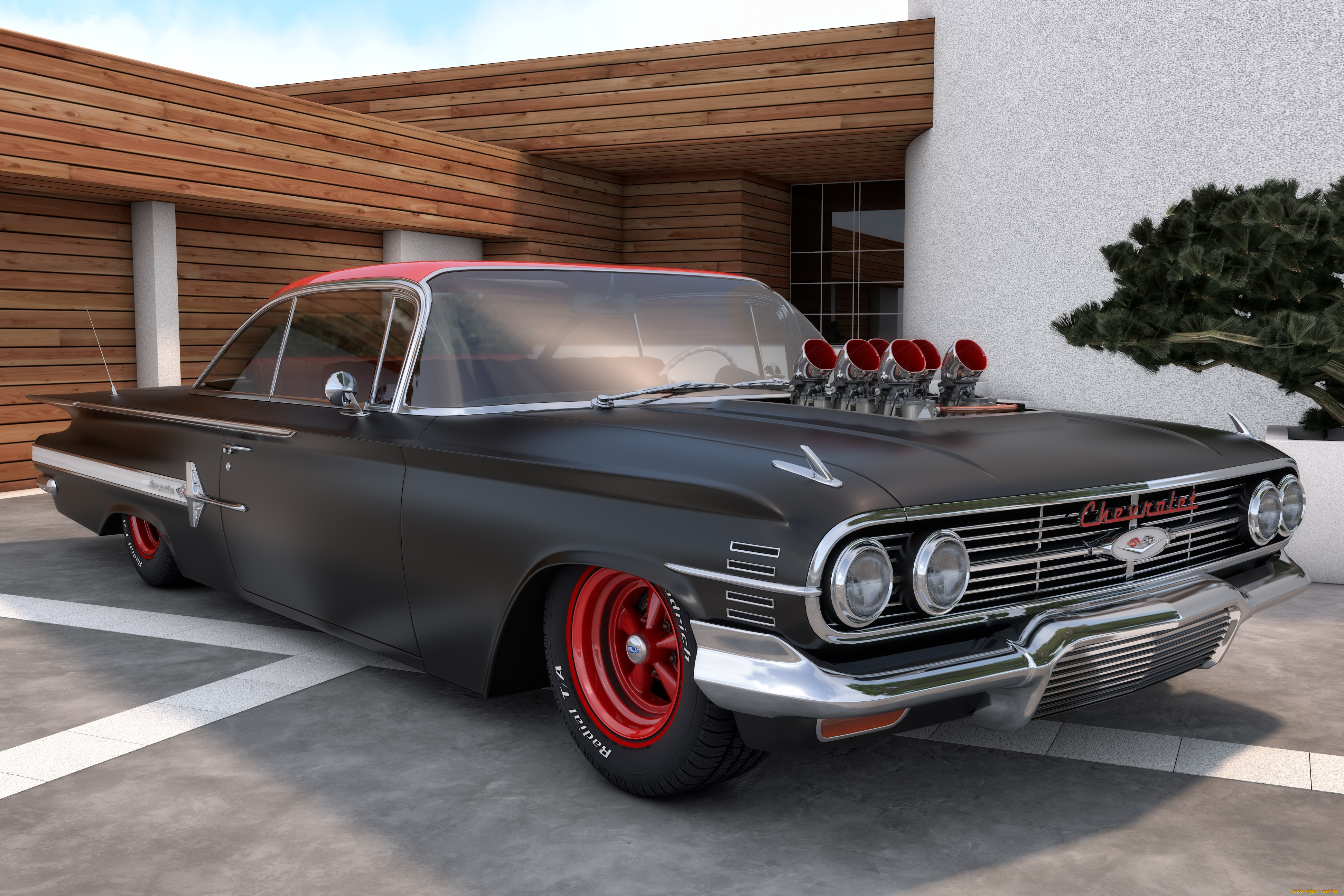 автомобили, 3д, impala, chevrolet, 1960