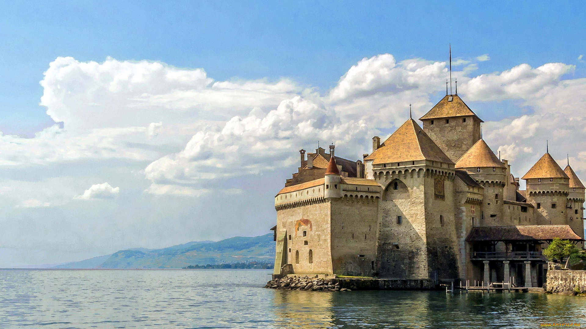 chillon, castle, chateau, de, chillon, города, шильонский, замок, , швейцария, chateau, de, chillon, castle