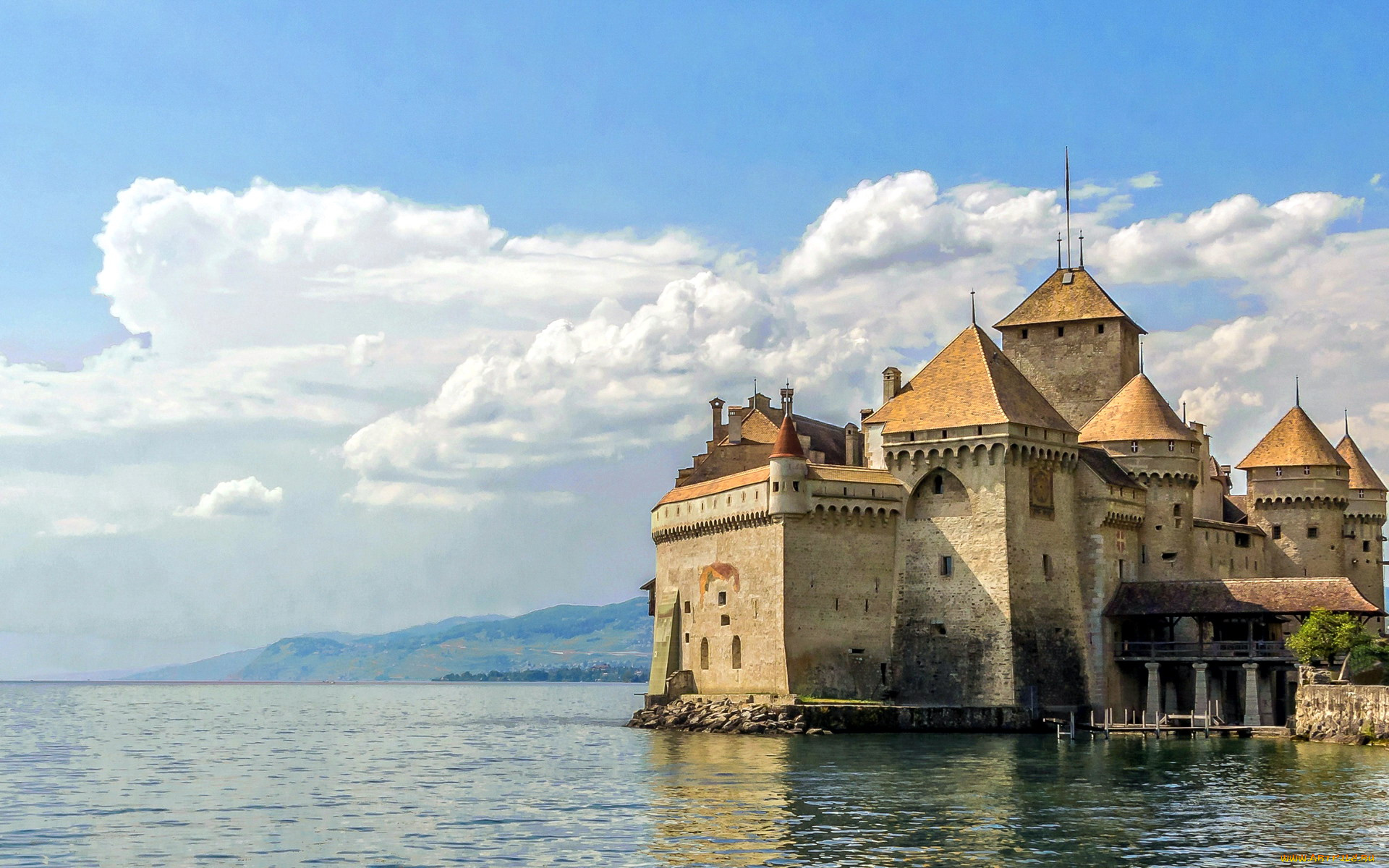 chillon, castle, chateau, de, chillon, города, шильонский, замок, , швейцария, chateau, de, chillon, castle