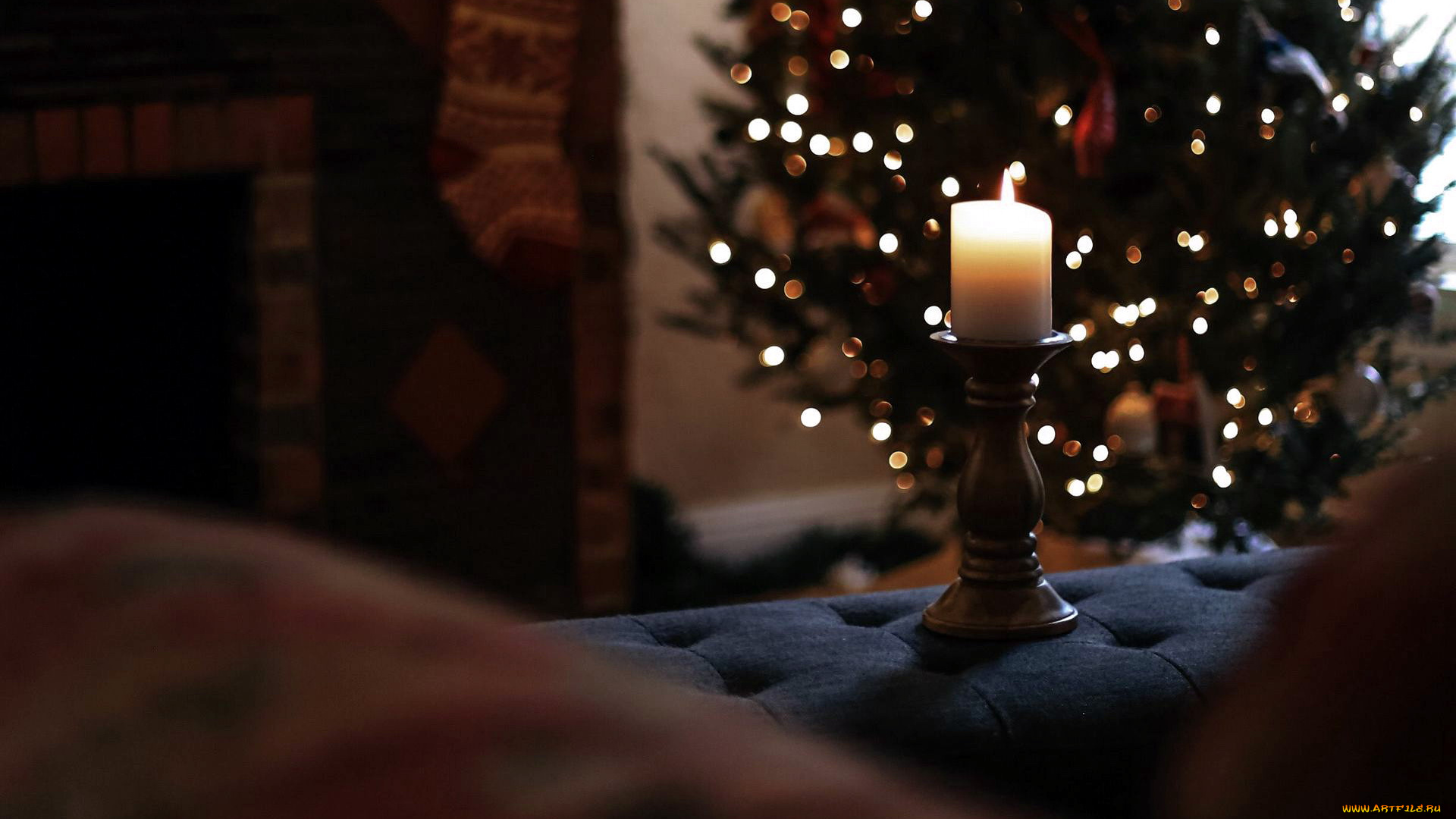 праздничные, новогодние, свечи, елка, огоньки, свеча