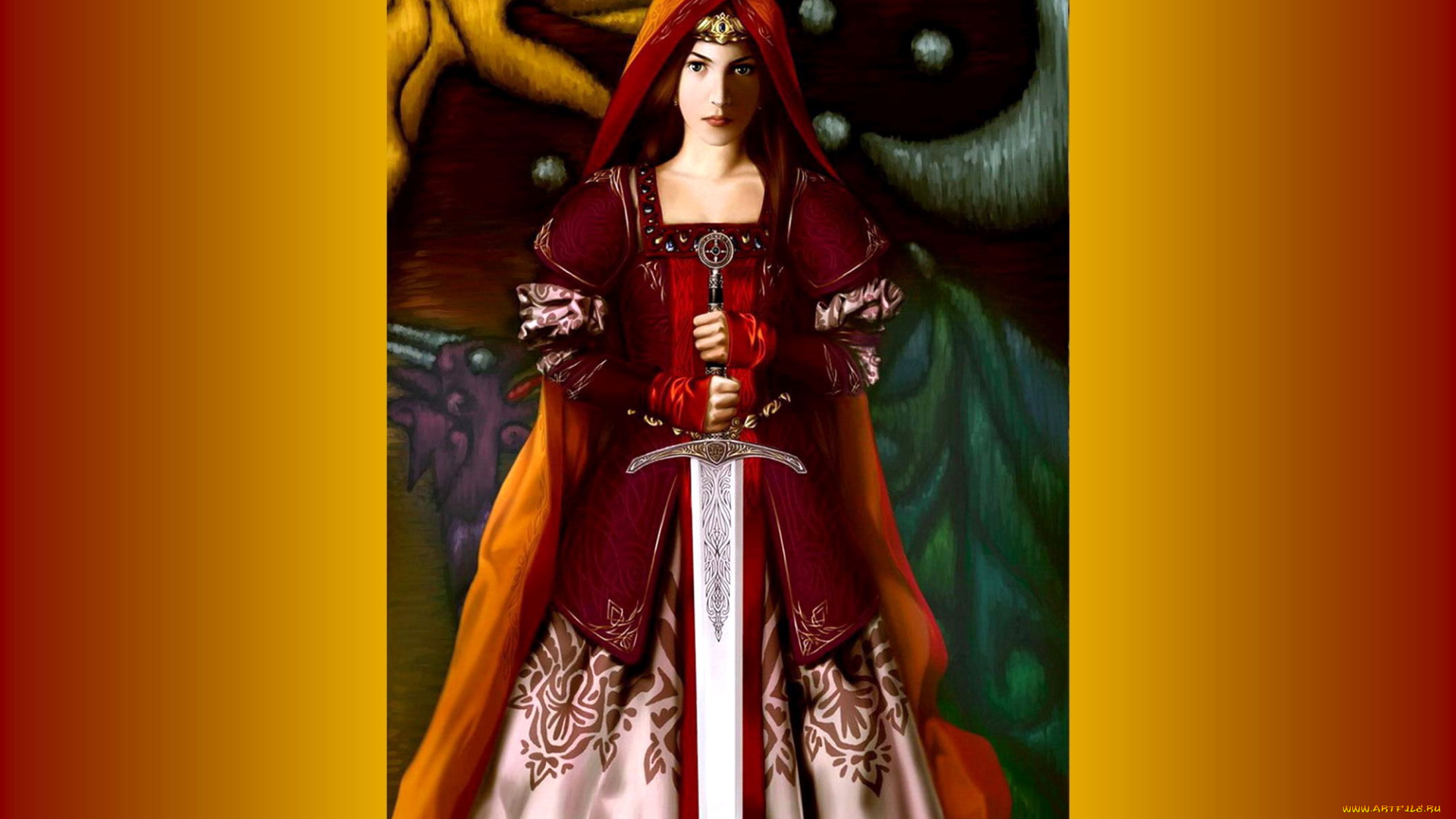 maiden, with, sword, фэнтези, девушки