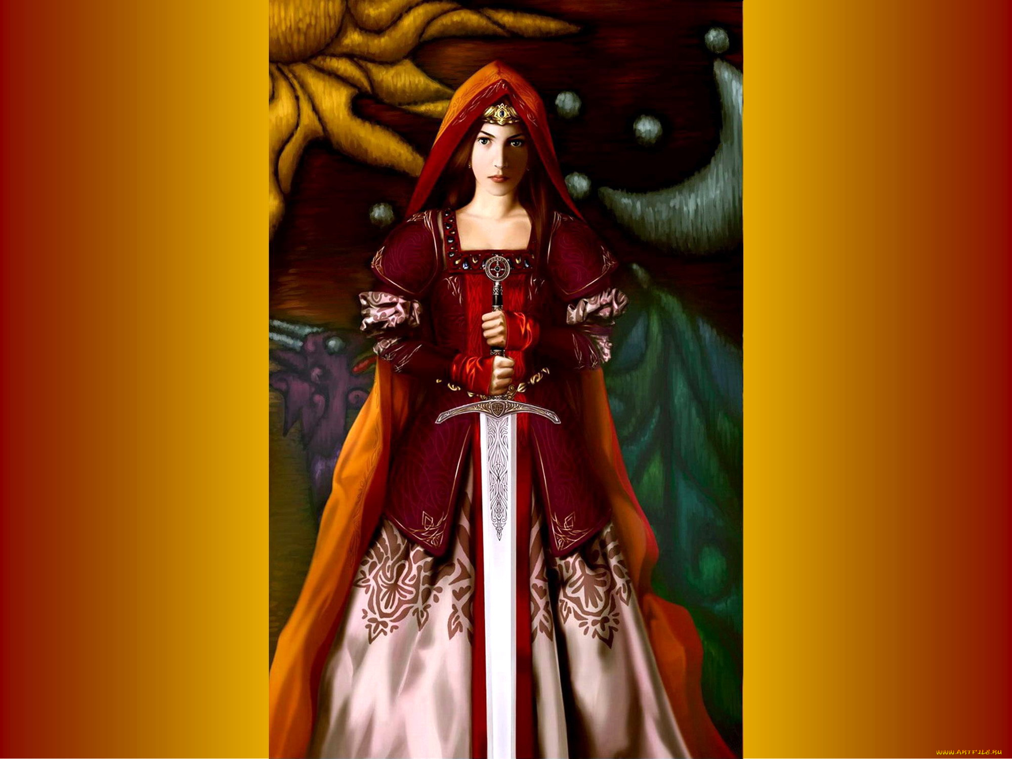 maiden, with, sword, фэнтези, девушки