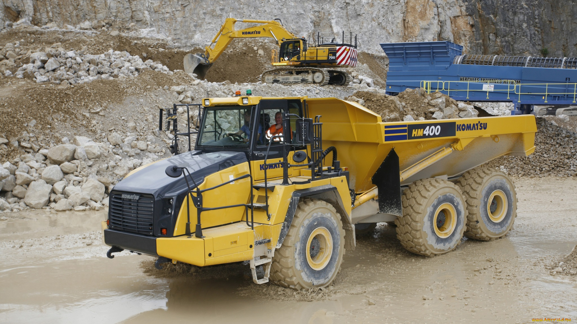 komatsu, hm400, adt, техника, строительная, техника, самосвал, карьерный