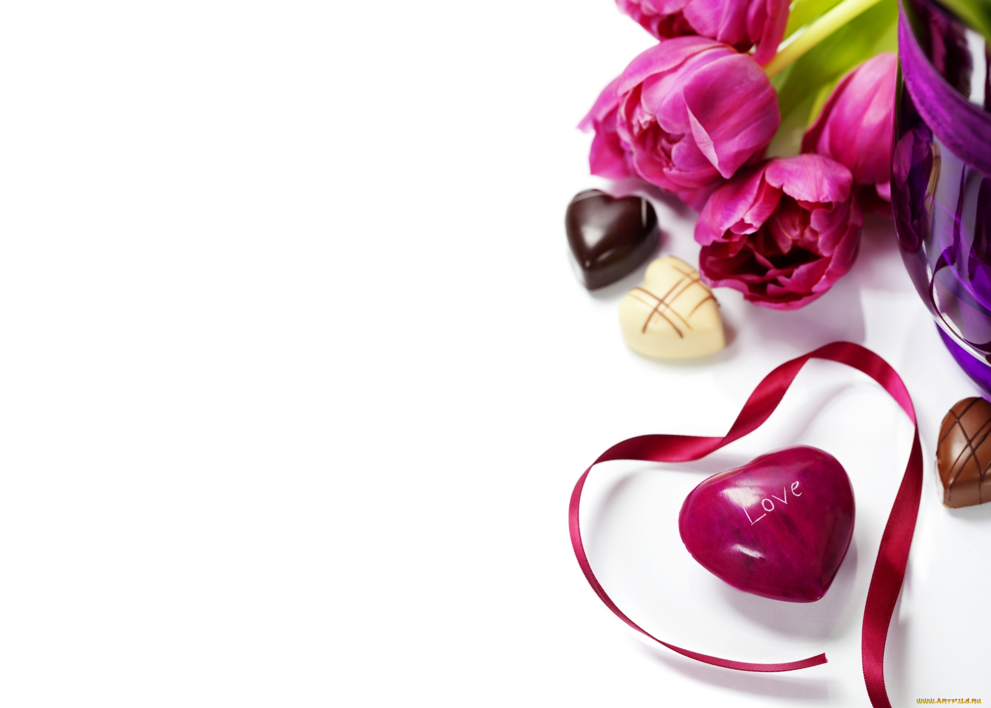 праздничные, день, святого, валентина, , сердечки, , любовь, цветы, тюльпаны, любовь, шоколад, valentine's, day