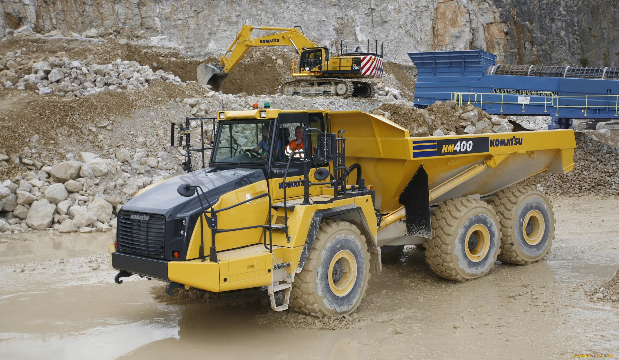 komatsu, hm400, adt, техника, строительная, техника, самосвал, карьерный