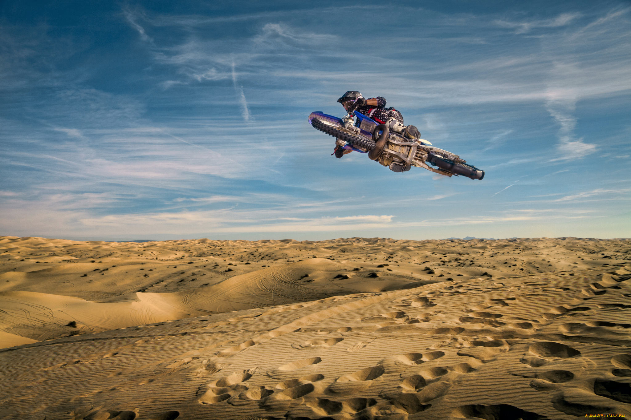 спорт, мотокросс, байк, гонщик, прыжок, песок, пустыня