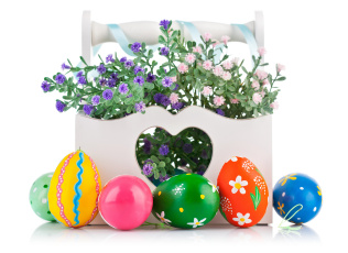 Картинка праздничные пасха крашенки яйца цветы
