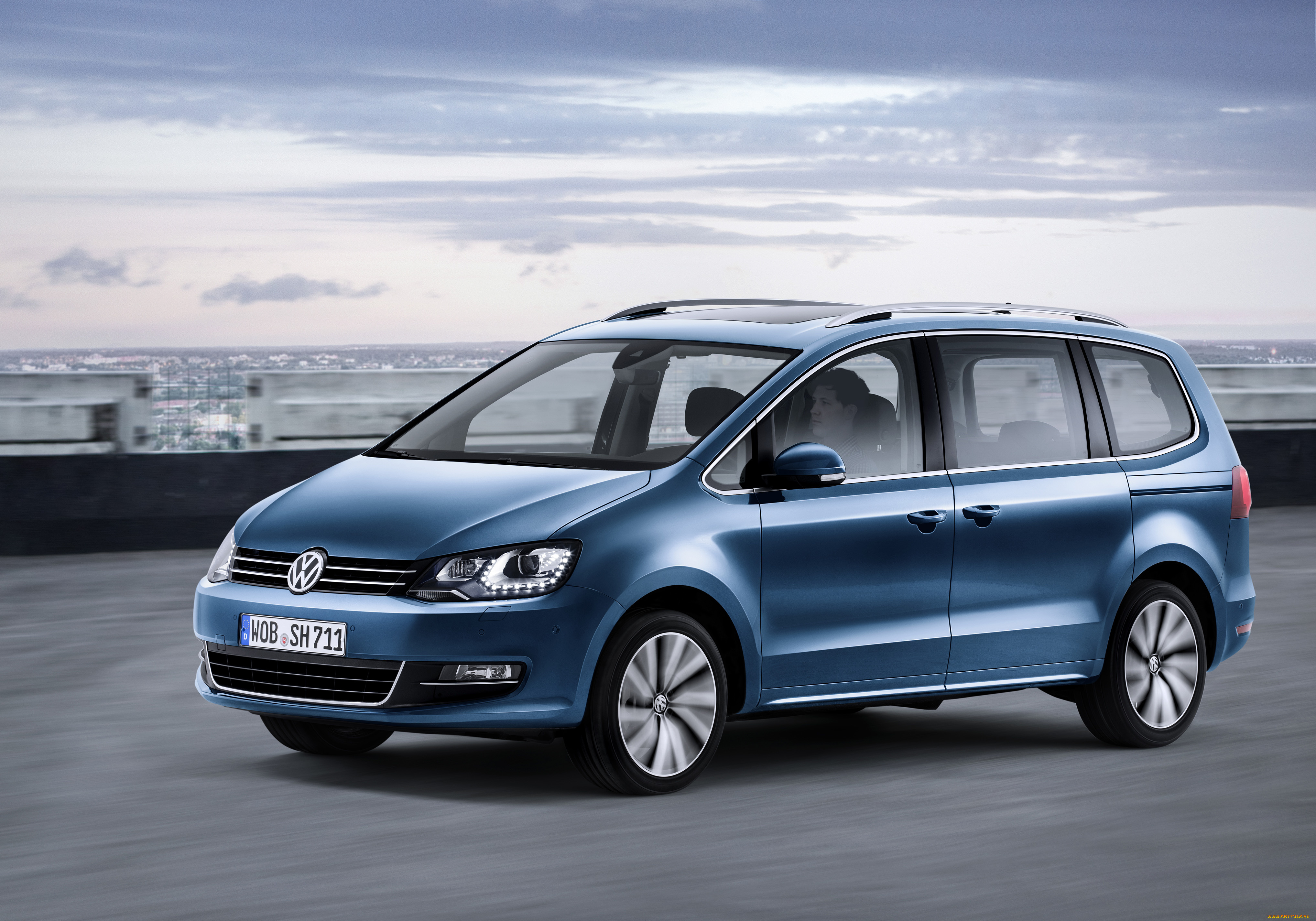 автомобили, volkswagen, 2015г, sharan, синий