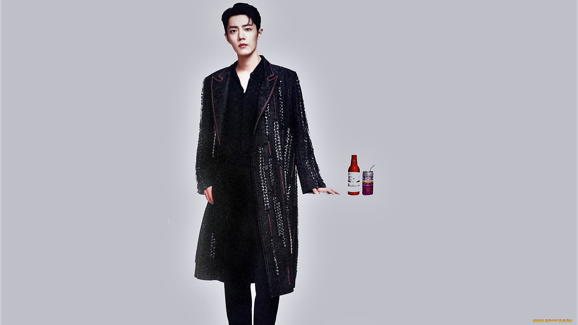 мужчины, xiao, zhan, актер, пальто, бутылка, банка