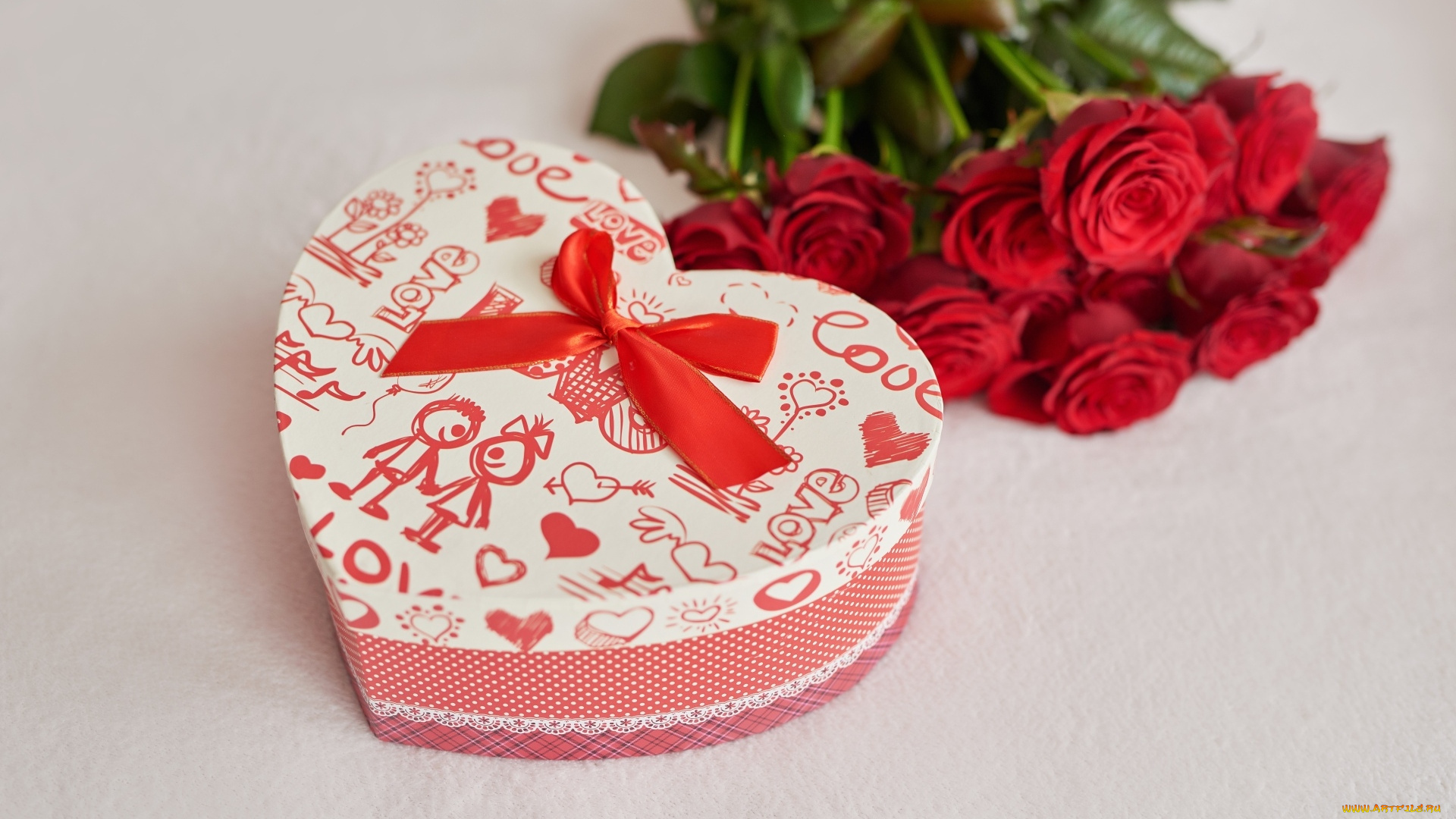 праздничные, день, святого, валентина, , сердечки, , любовь, коробка, подарок, розы
