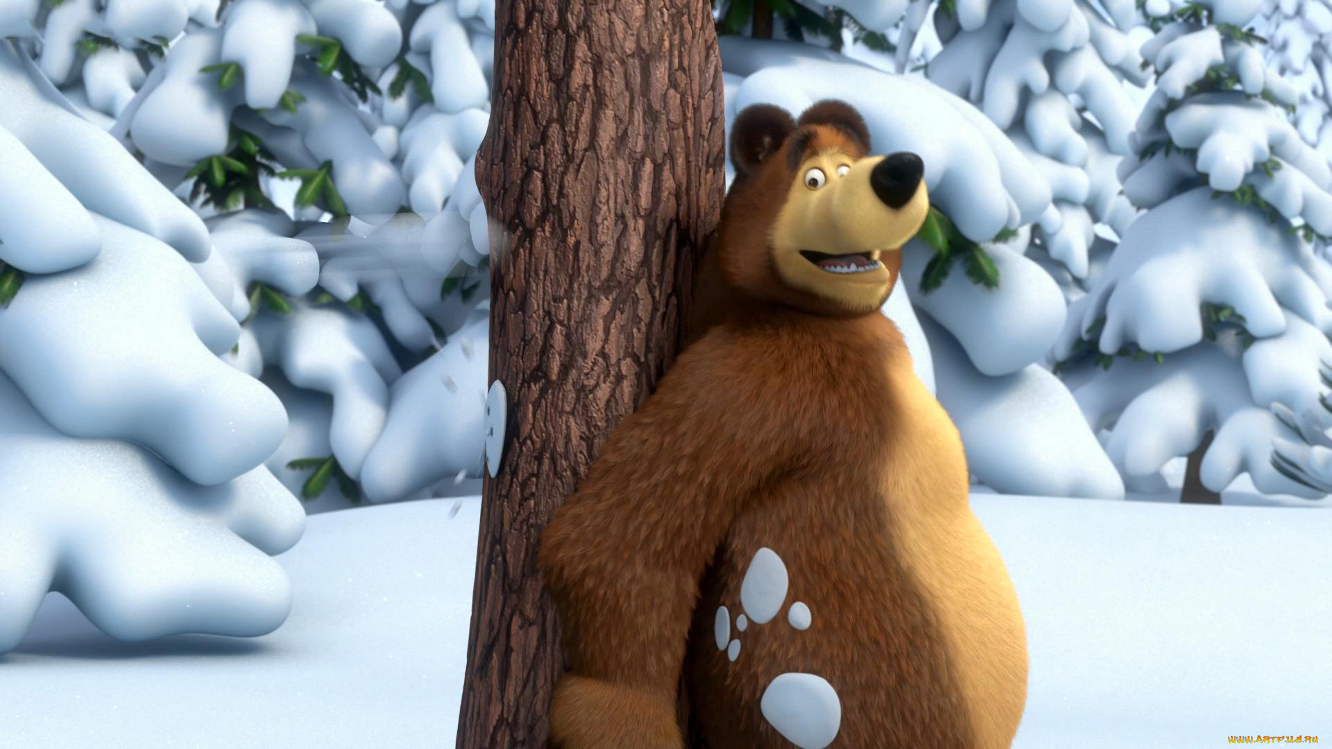 мультфильмы, маша, медведь, снег