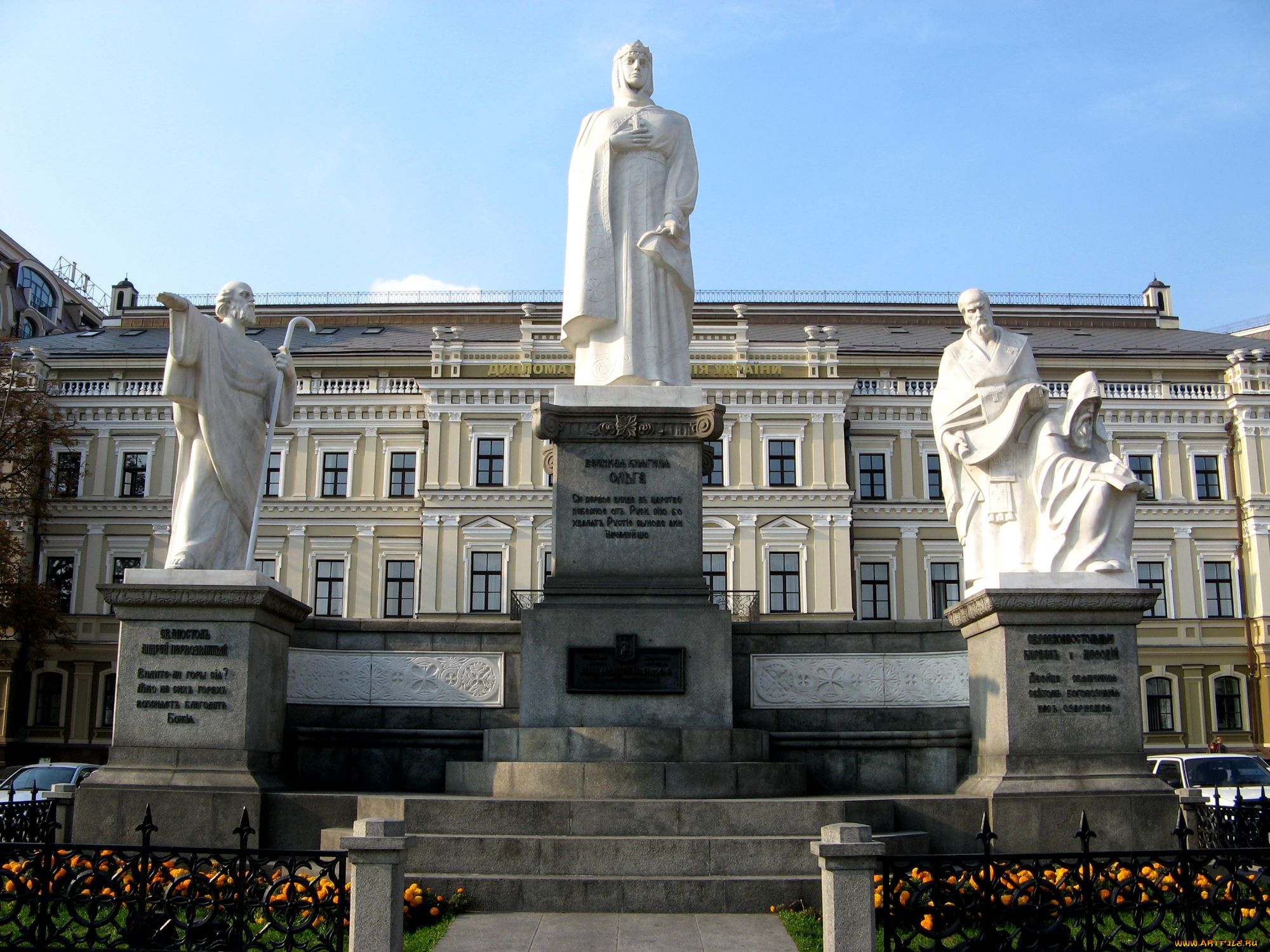 памятник, княгине, ольге, города, киев, украина, михайловская, площадь, княгиня, ольга