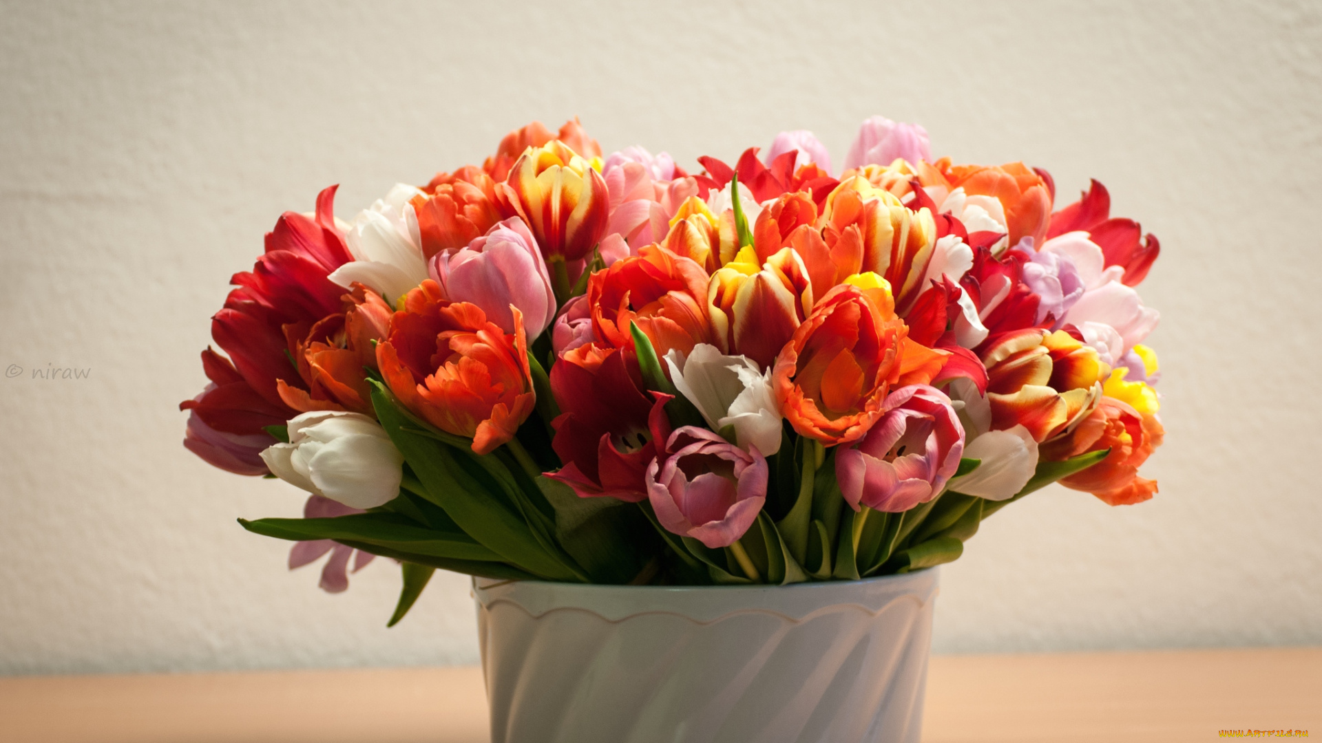 цветы, тюльпаны, букет, охапка