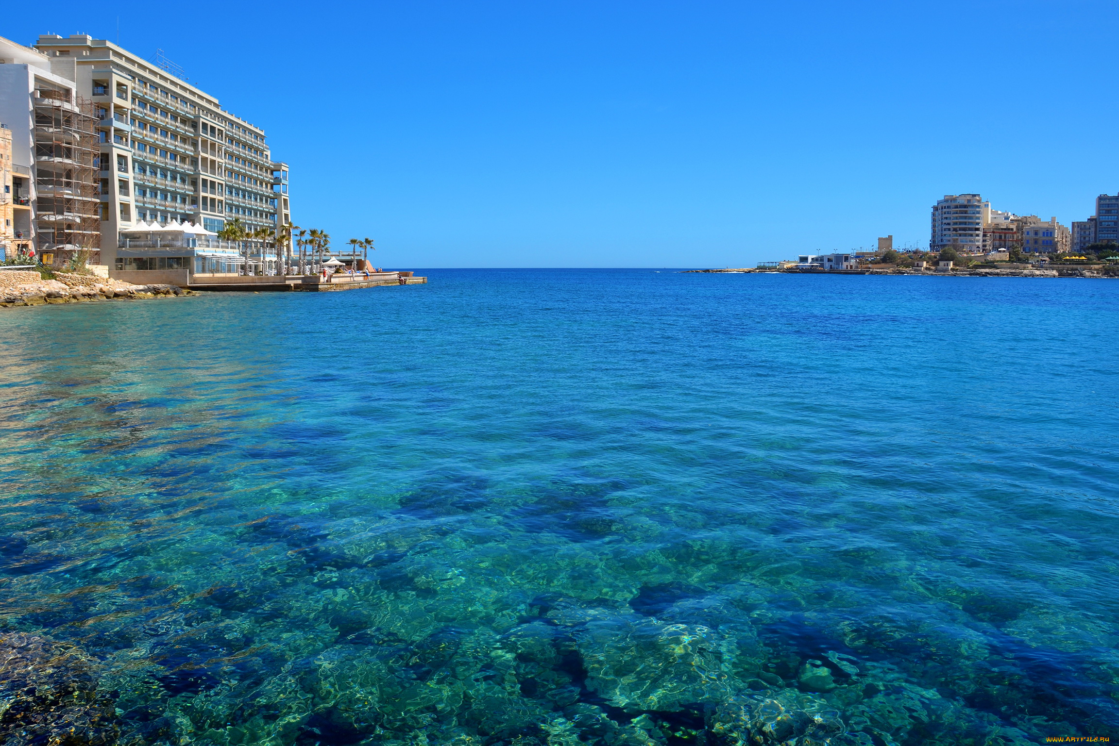 st, julian`s, malta, города, пейзажи, море, дома