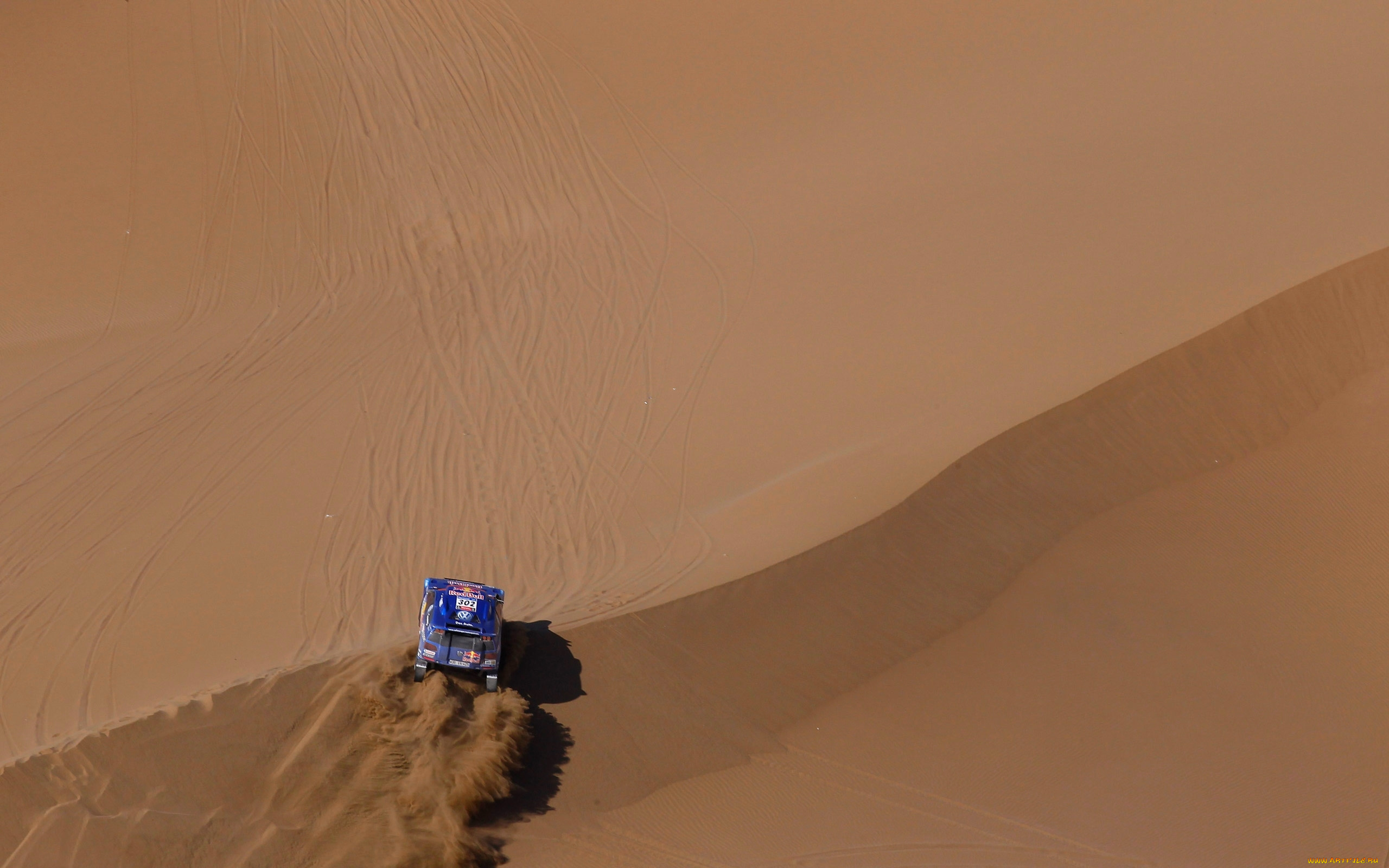 спорт, авторалли, песок, dakar, rally, пустыня, туарег, внедорожник, гонка, синий, touareg, volkswagen
