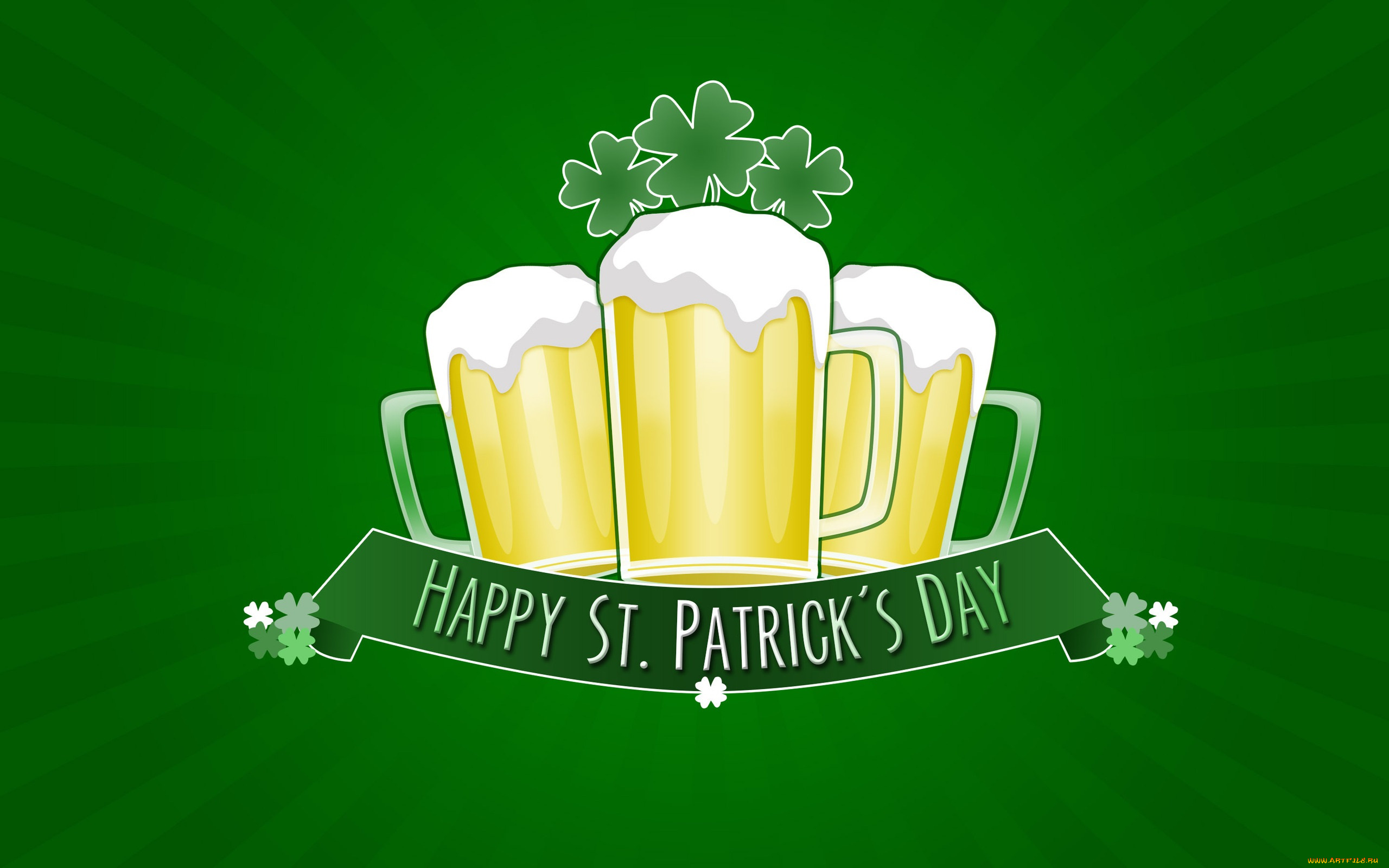 день, святого, патрика, праздничные, -, день, святого, патрика, зеленый, клевер, лучи, пиво