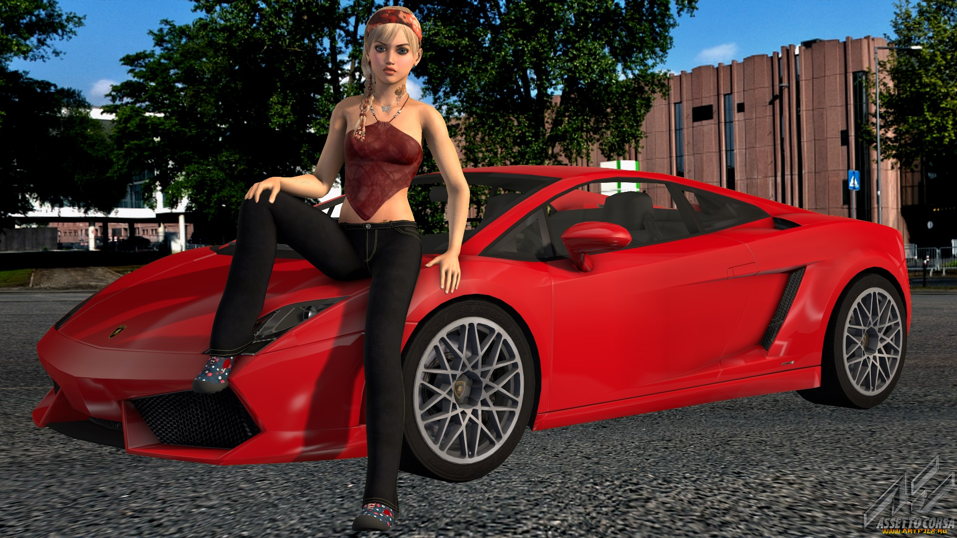 автомобили, 3d, car&girl, девушка, автомобиль, фон, взгляд