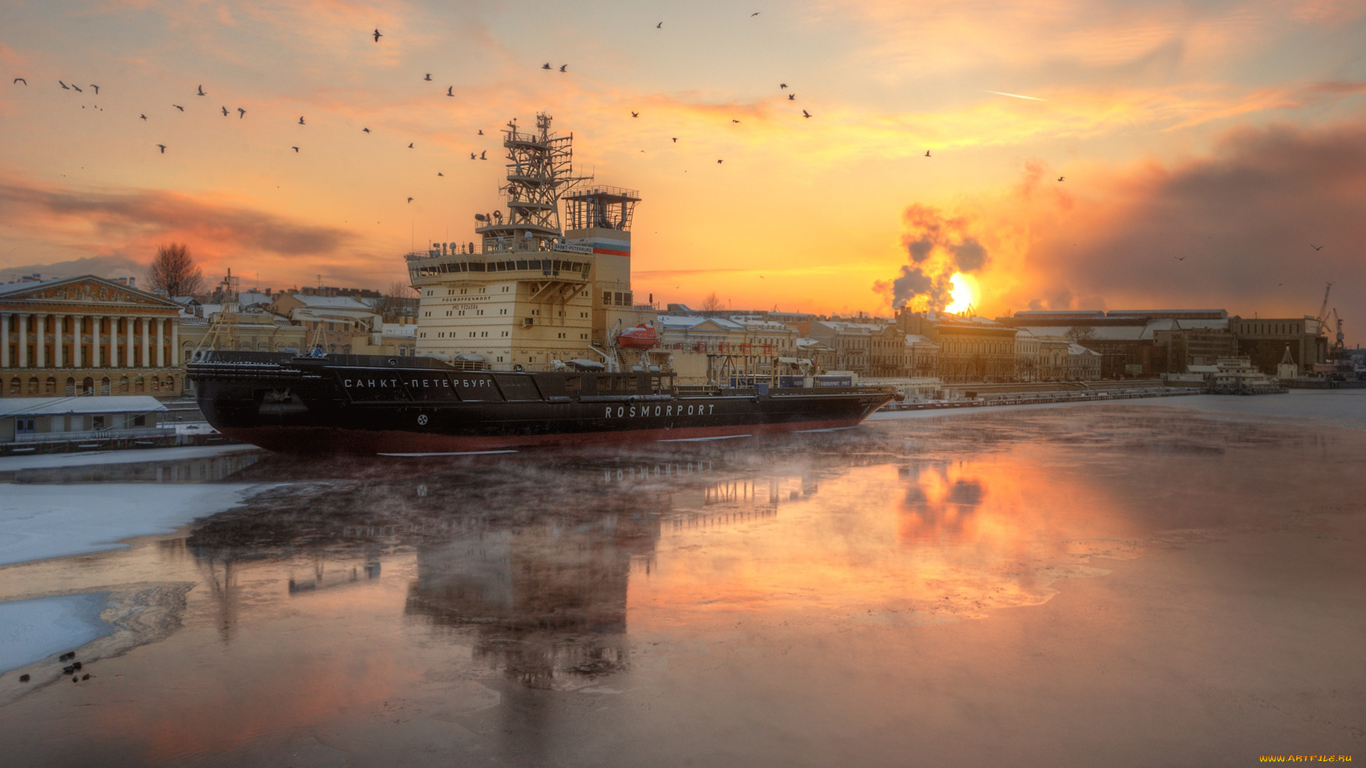 корабли, ледоколы, ледокол, санкт-петербург, река, нева