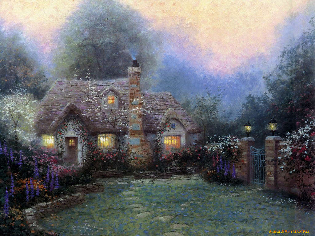 thomas, kinkade, рисованные, города