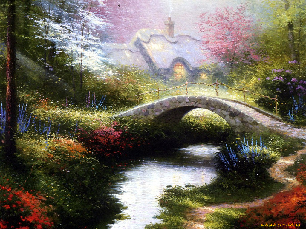 thomas, kinkade, рисованные, природа