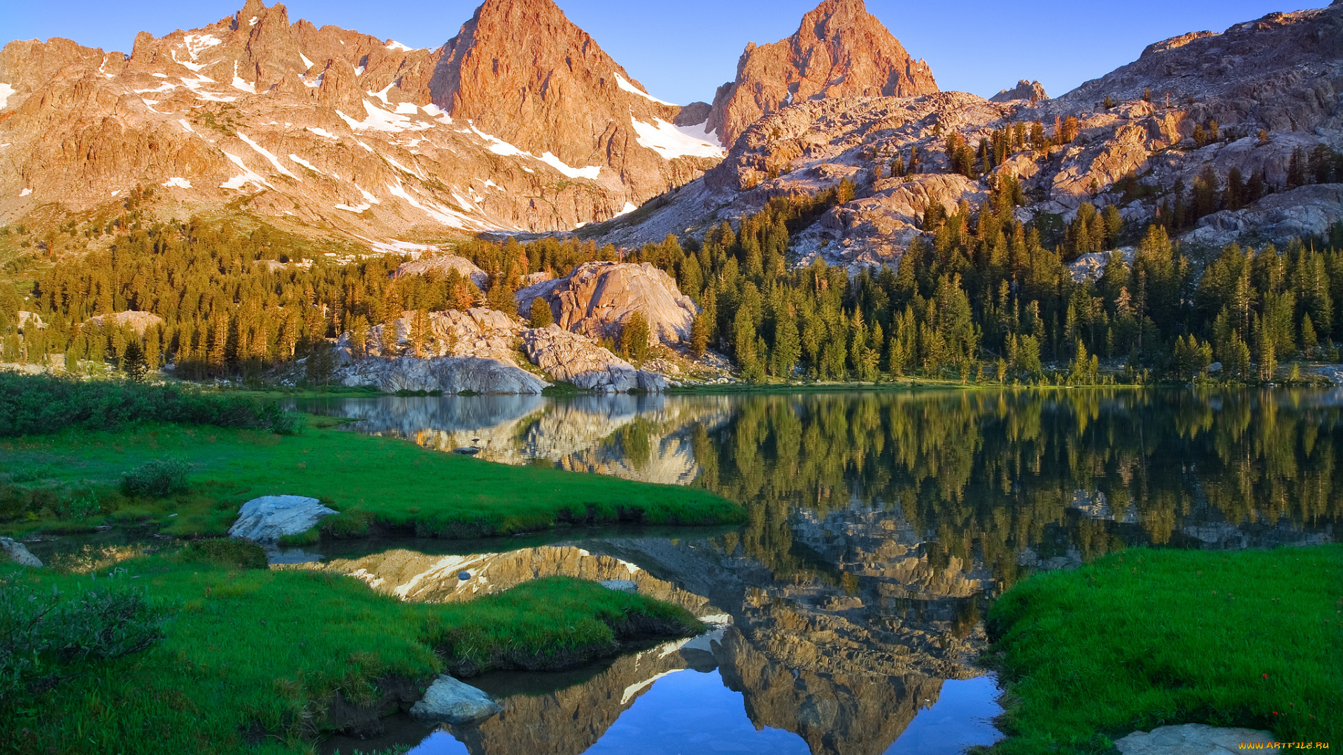 ansel, adams, wilderness, природа, реки, озера, горы, озеро, mount, ritter, banner, peak, lake, ediza