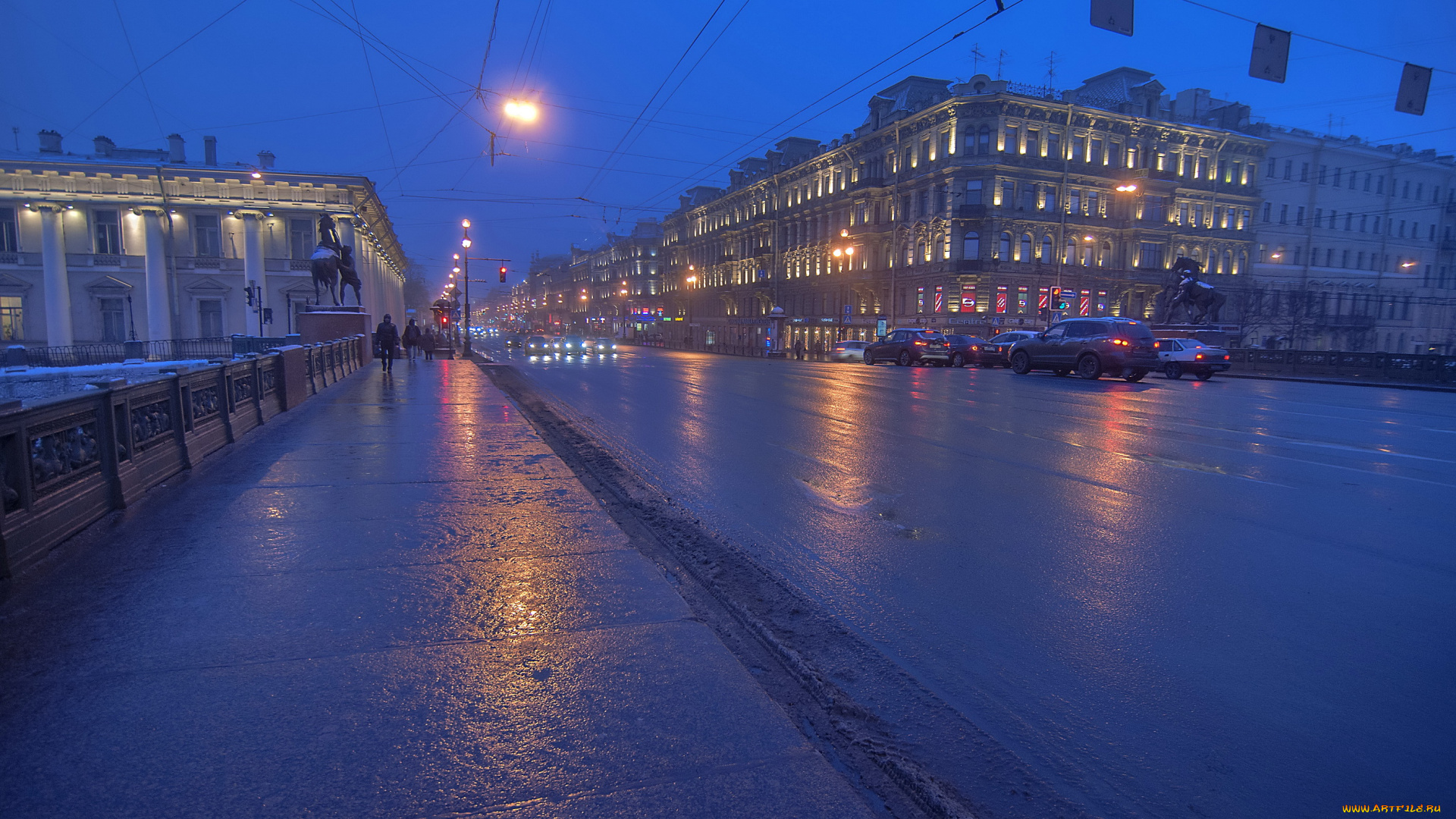 невский, проспект, города, санкт, петербург, петергоф, россия, огни, река, ночь