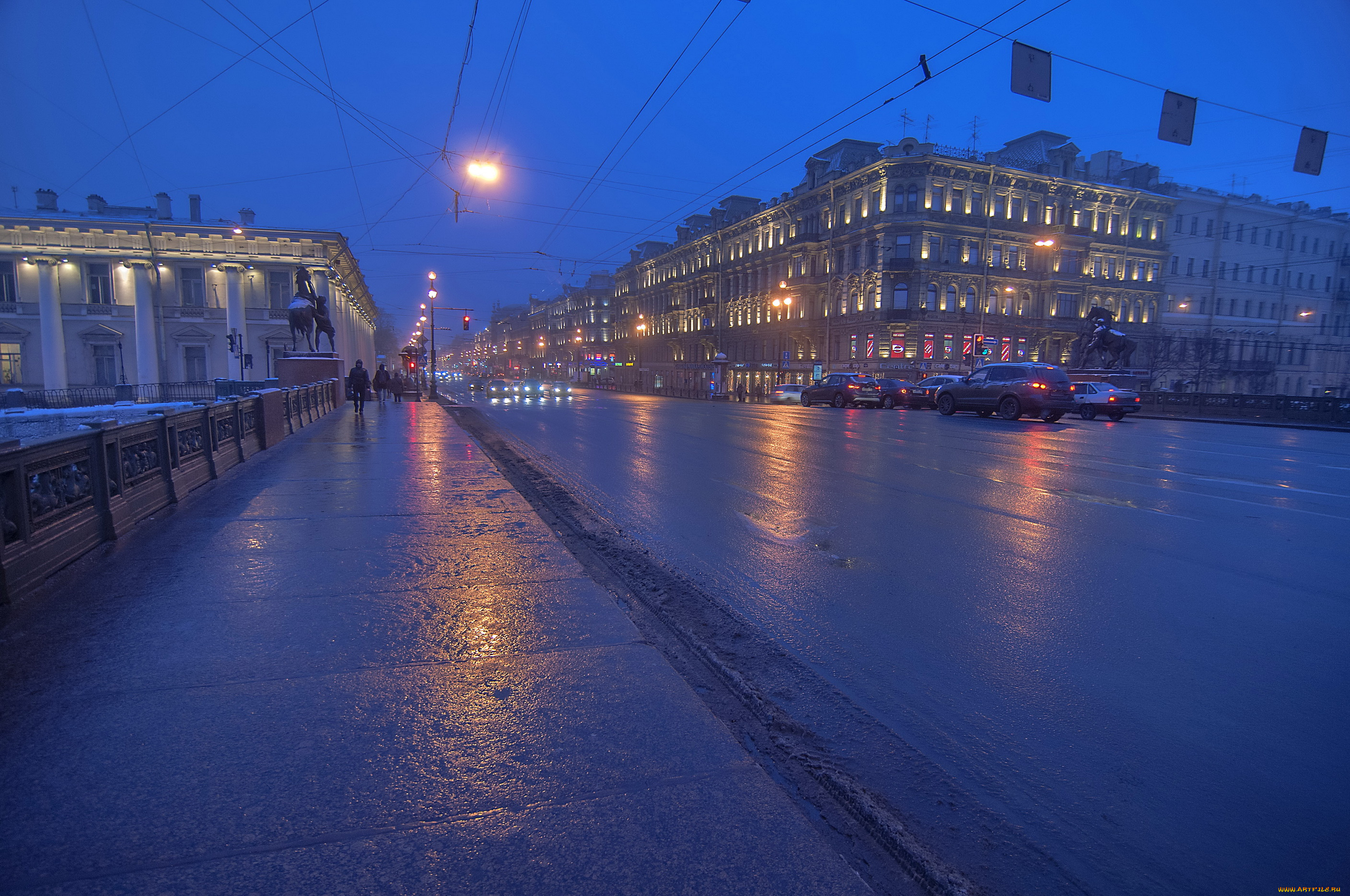 невский, проспект, города, санкт, петербург, петергоф, россия, огни, река, ночь