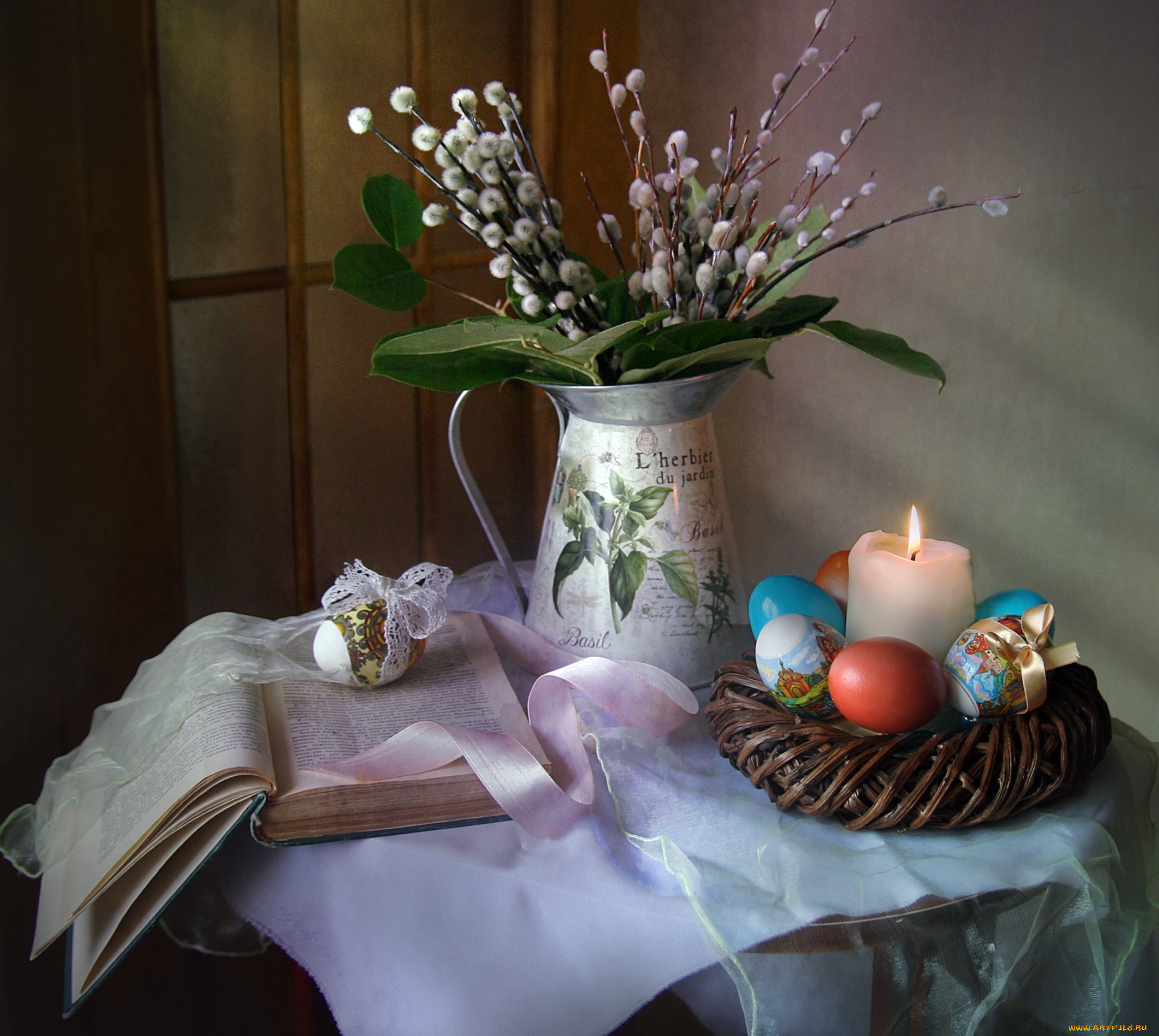 праздничные, пасха, свеча, яйца, верба, книга
