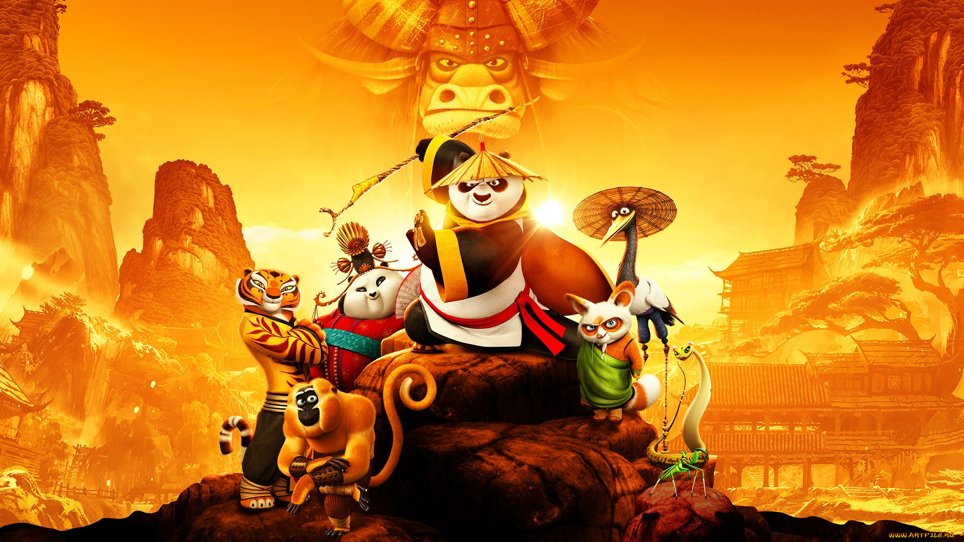 kung, fu, panda, 3, мультфильмы, персонажи