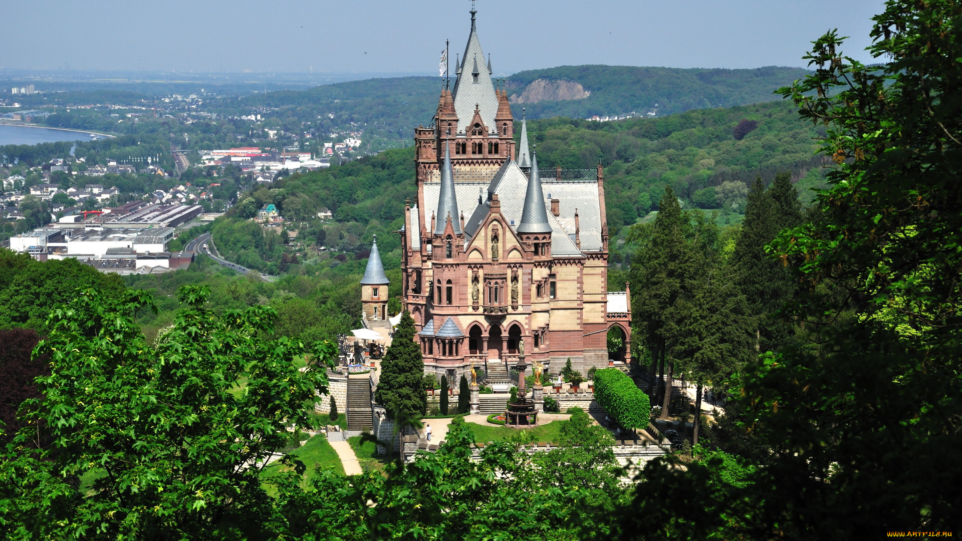 castle, drachenburg, германия, города, дворцы, замки, крепости, пейзаж, замок