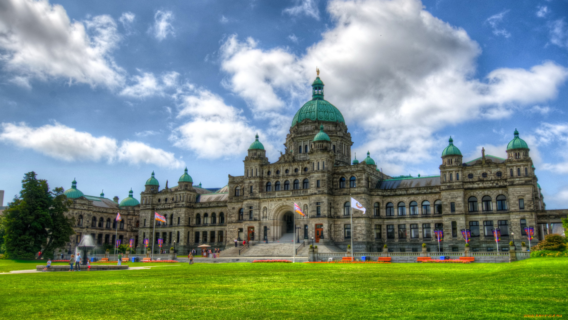 parliament, british, columbia, victoria, canada, города, здания, дома, лужайка, парламент