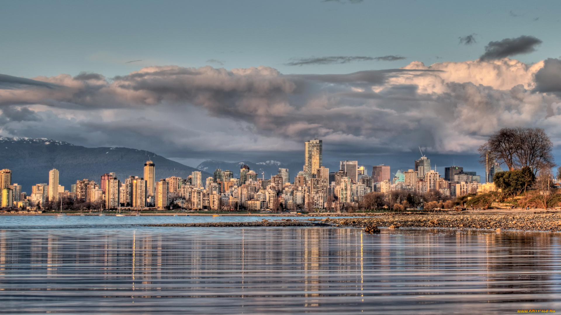 vancouver, города, ванкувер, канада, дома, река