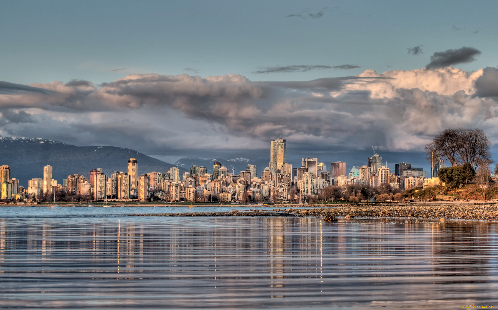 vancouver, города, ванкувер, канада, дома, река