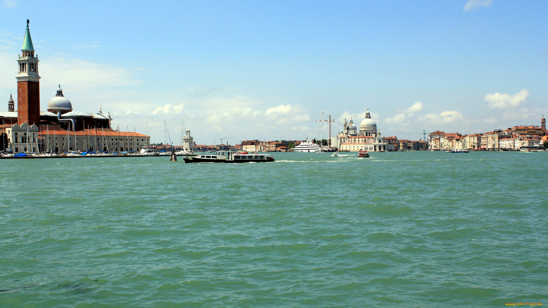 города, венеция, , италия, башни, вода, катера