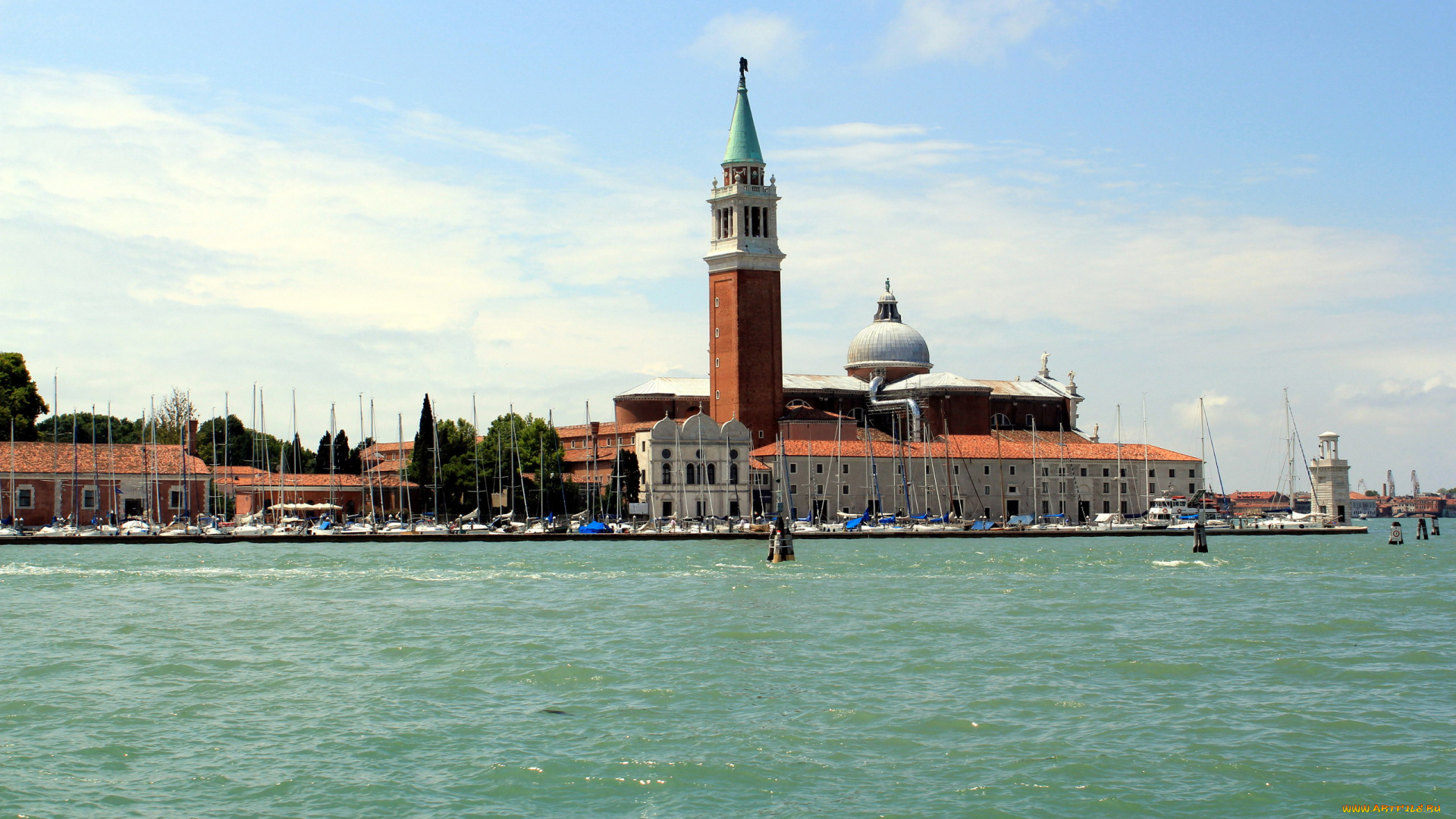 города, венеция, , италия, причал, башни