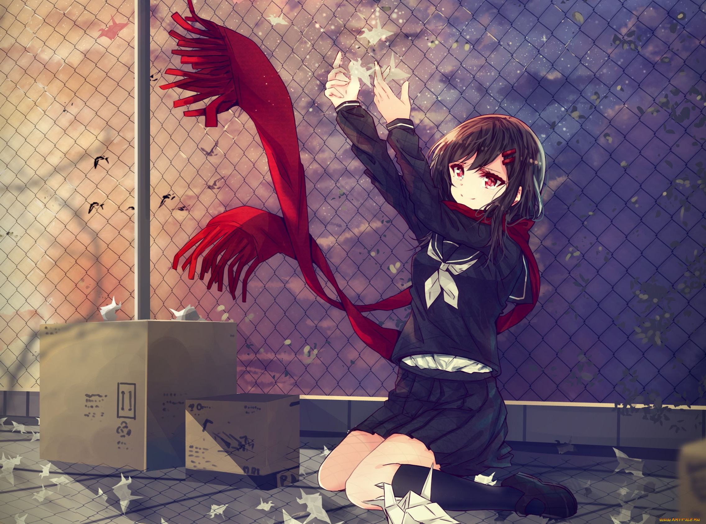 аниме, kagerou, project, девушка, шарф