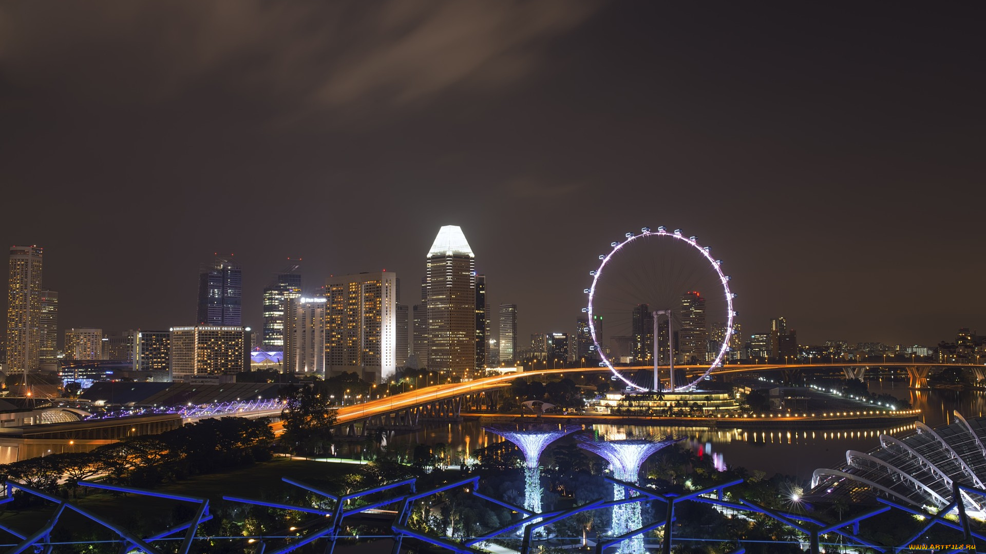 singapore, flyer, города, сингапур, , сингапур, огни, ночь