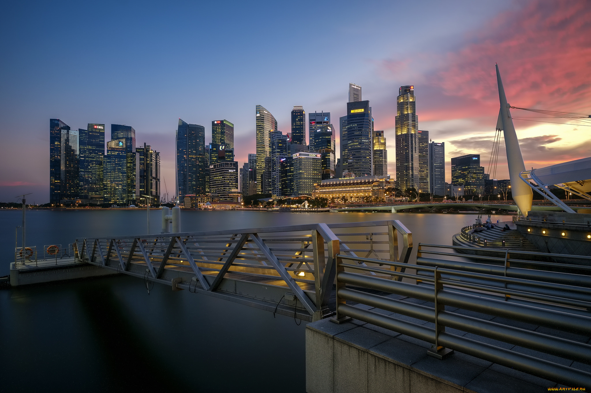 singapore, city, sunset, города, сингапур, , сингапур, небоскребы, панорама