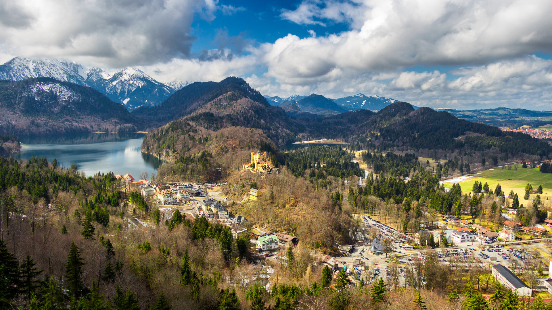 landscape, over, alps, города, -, пейзажи, простор